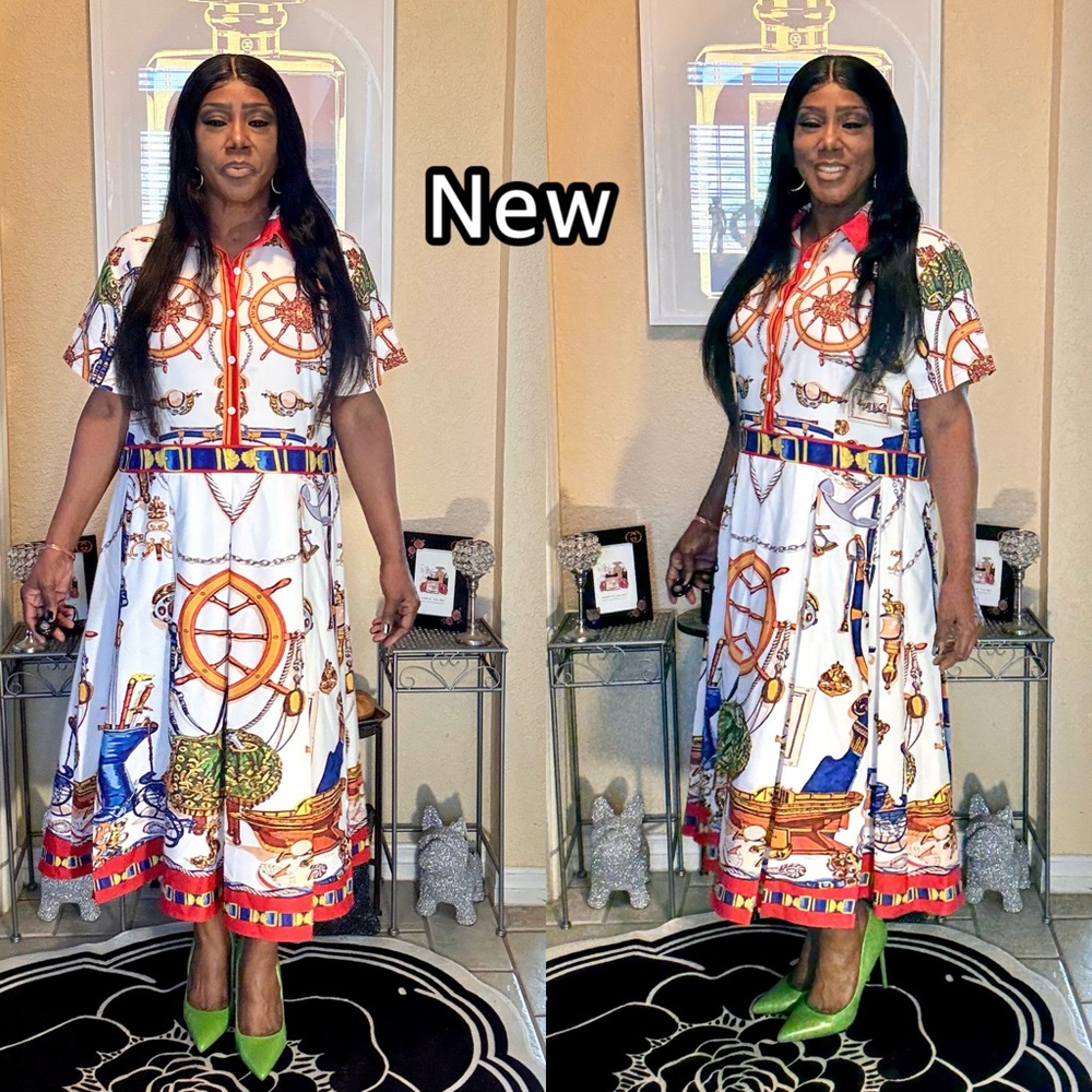 Colorful Nautical Print Midi Dress - Picture 4 of 16